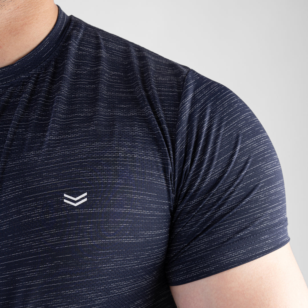 Navy Textured Flow Mesh Performance T-Shirt