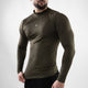 Olive Mock Neck Full Sleeve Compression T-Shirt