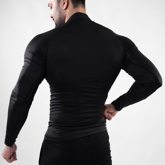 Black Mock Neck Full Sleeve Compression T-Shirt — view 3