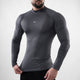 Gray Mock Neck Full Sleeve Compression T-Shirt