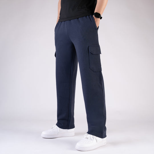 Navy Wide Leg Cargo Trouser