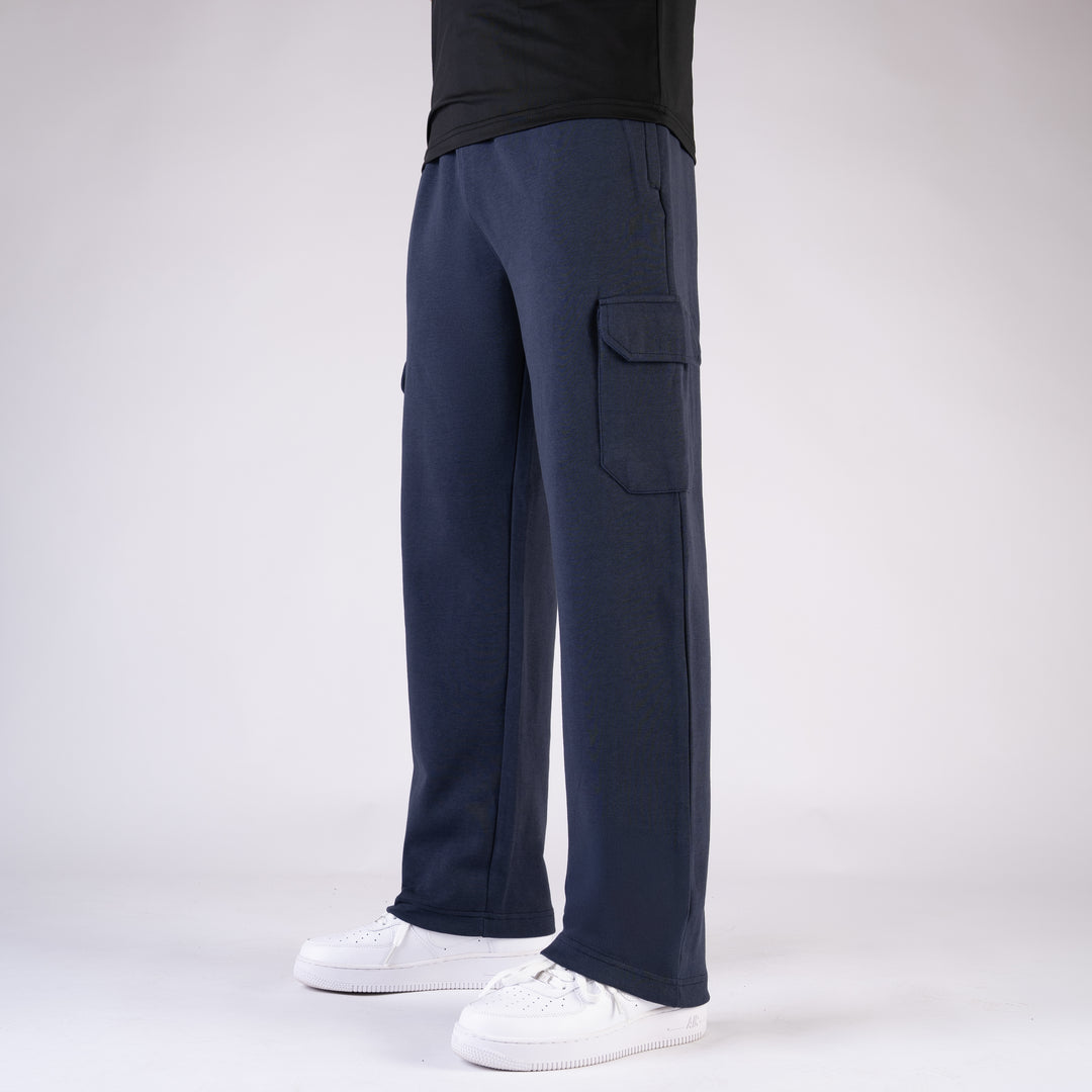 Navy Wide Leg Cargo Trouser
