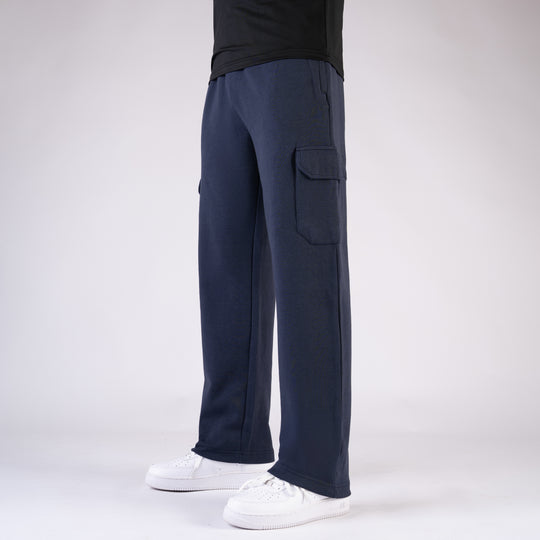 Navy Wide Leg Cargo Trouser