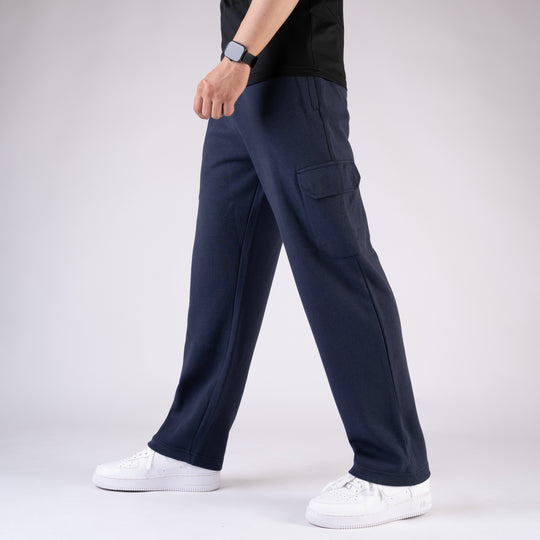 Navy Wide Leg Cargo Trouser