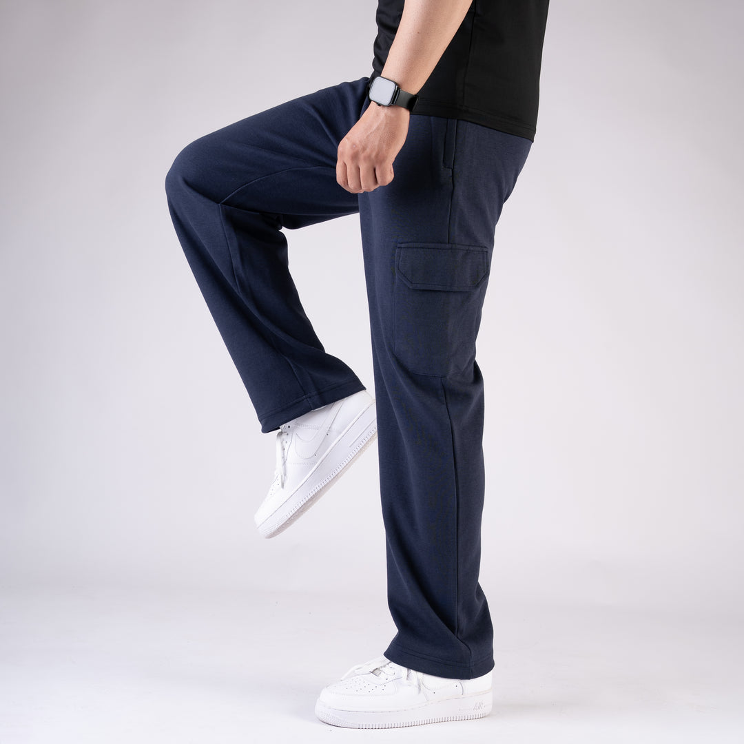 Navy Wide Leg Cargo Trouser