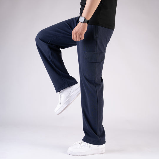 Navy Wide Leg Cargo Trouser