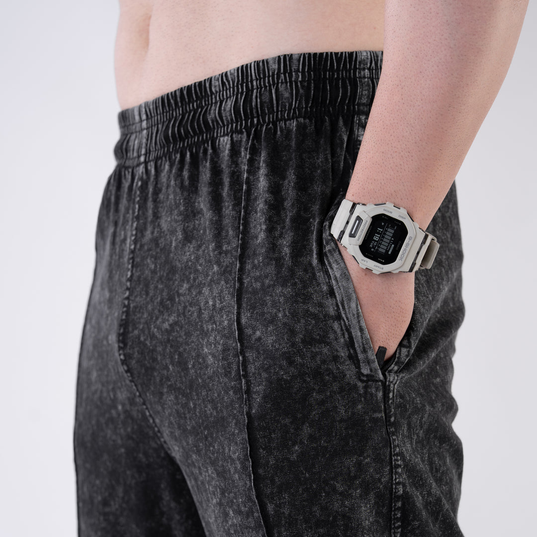 Black Front-Stitch Acid Wash Relax Fit Trouser — view 4
