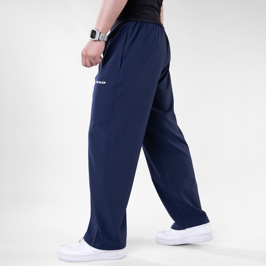 Navy Micro Baggy Fit Trousers with Gray Arc Piping — view 3