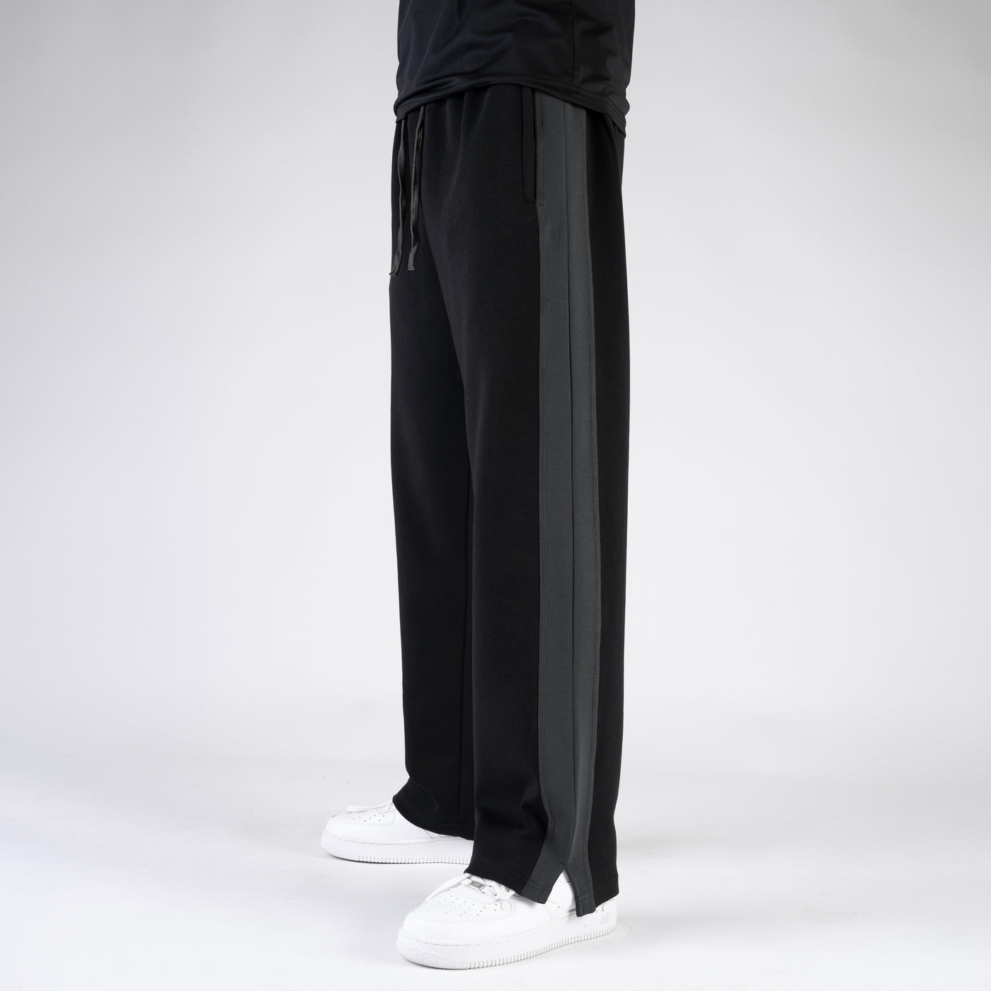 Black Slit Trouser with Gray Panels