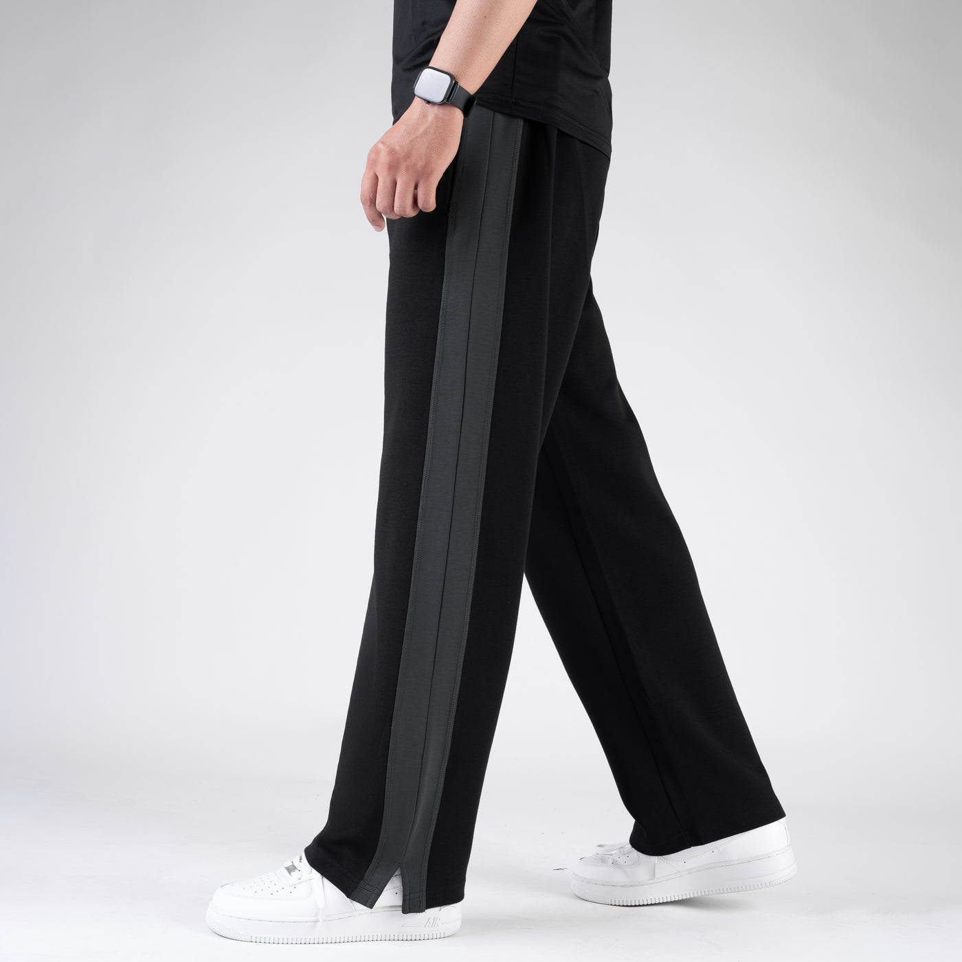 Black Slit Trouser with Gray Panels