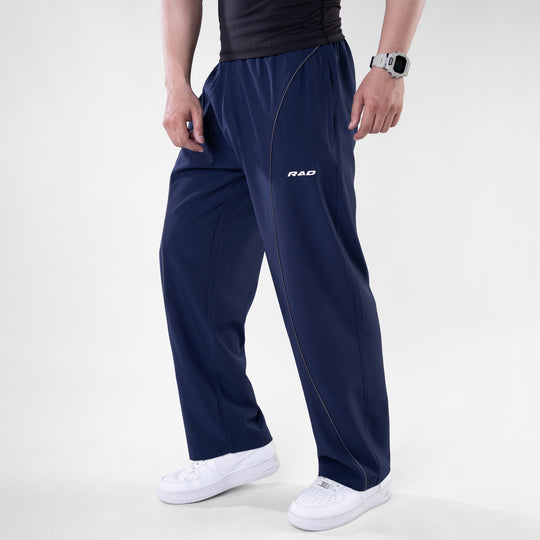 Navy Micro Baggy Fit Trousers with Gray Arc Piping — view 5