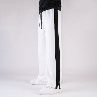 White Lycra Slit Trouser with Black Panels