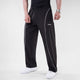 Black Micro Baggy Fit Trousers with White Arc Piping