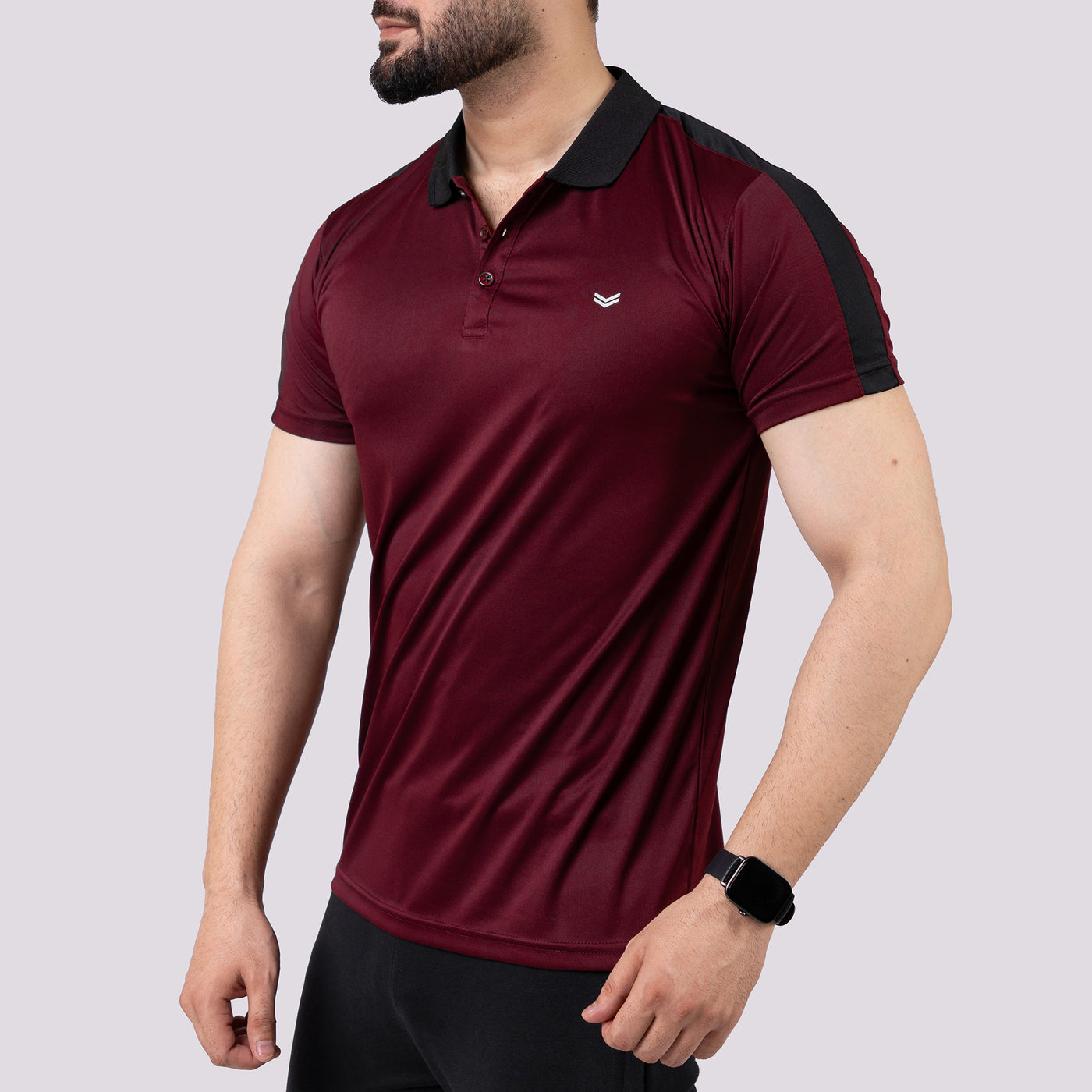 Maroon Polo Shirt with Black Panels