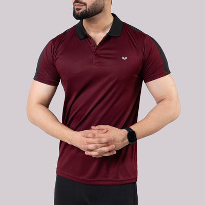 Maroon Polo Shirt with Black Panels