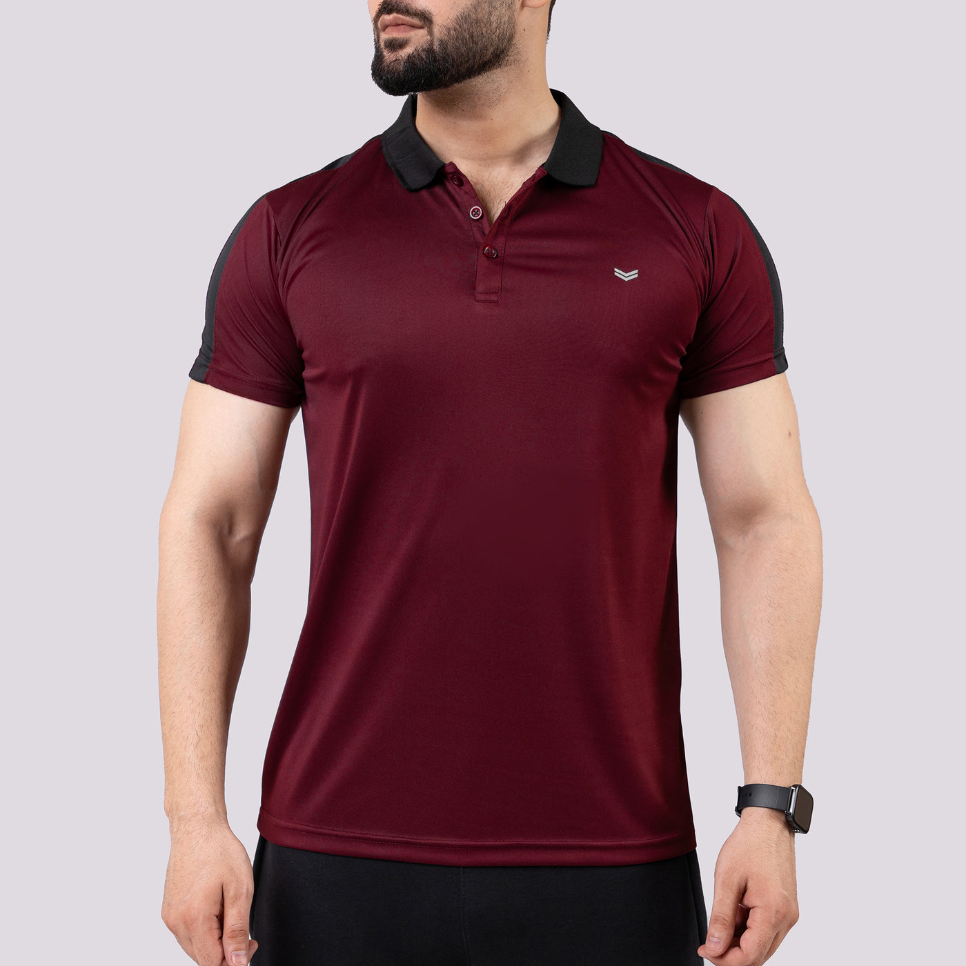 Maroon Polo Shirt with Black Panels