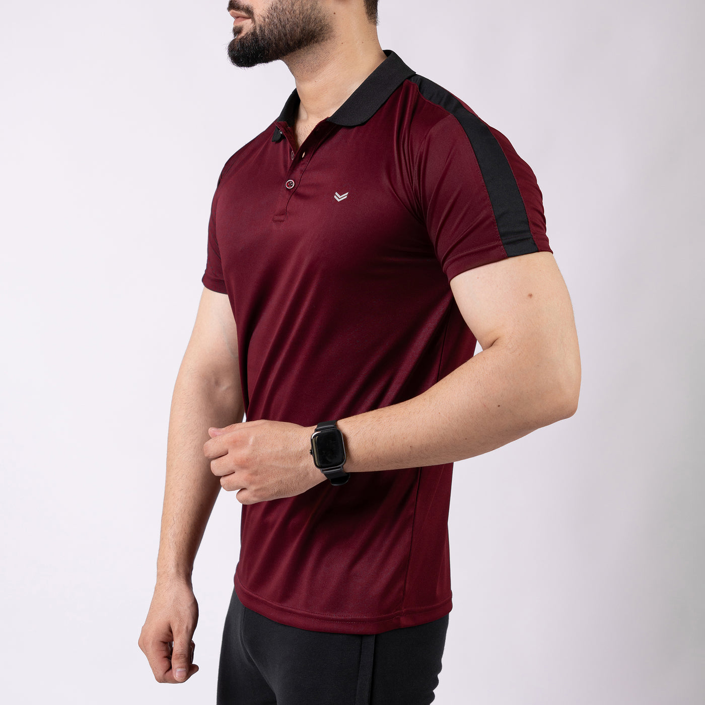 Maroon Polo Shirt with Black Panels