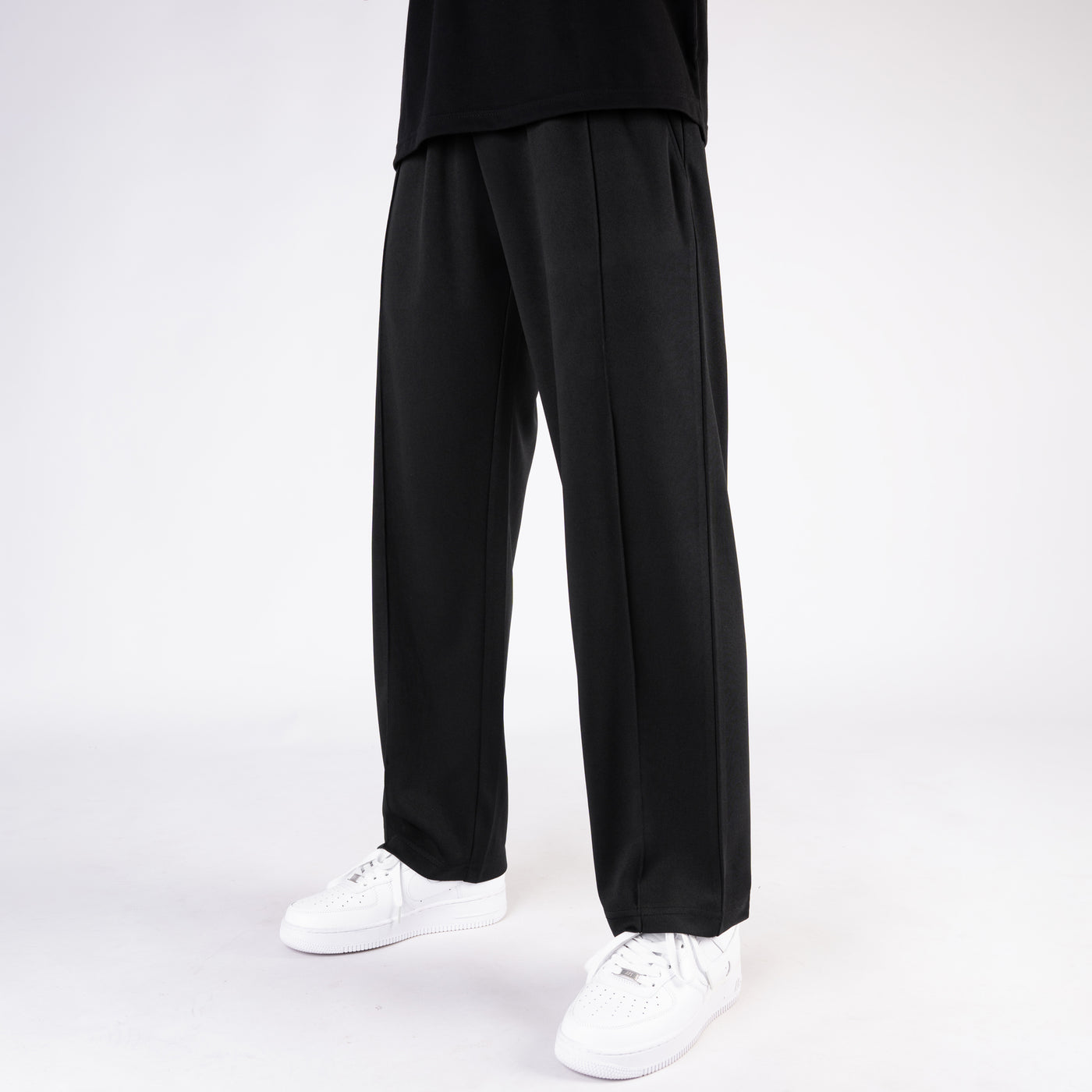 Black Wide Leg Trouser with Front Stitch