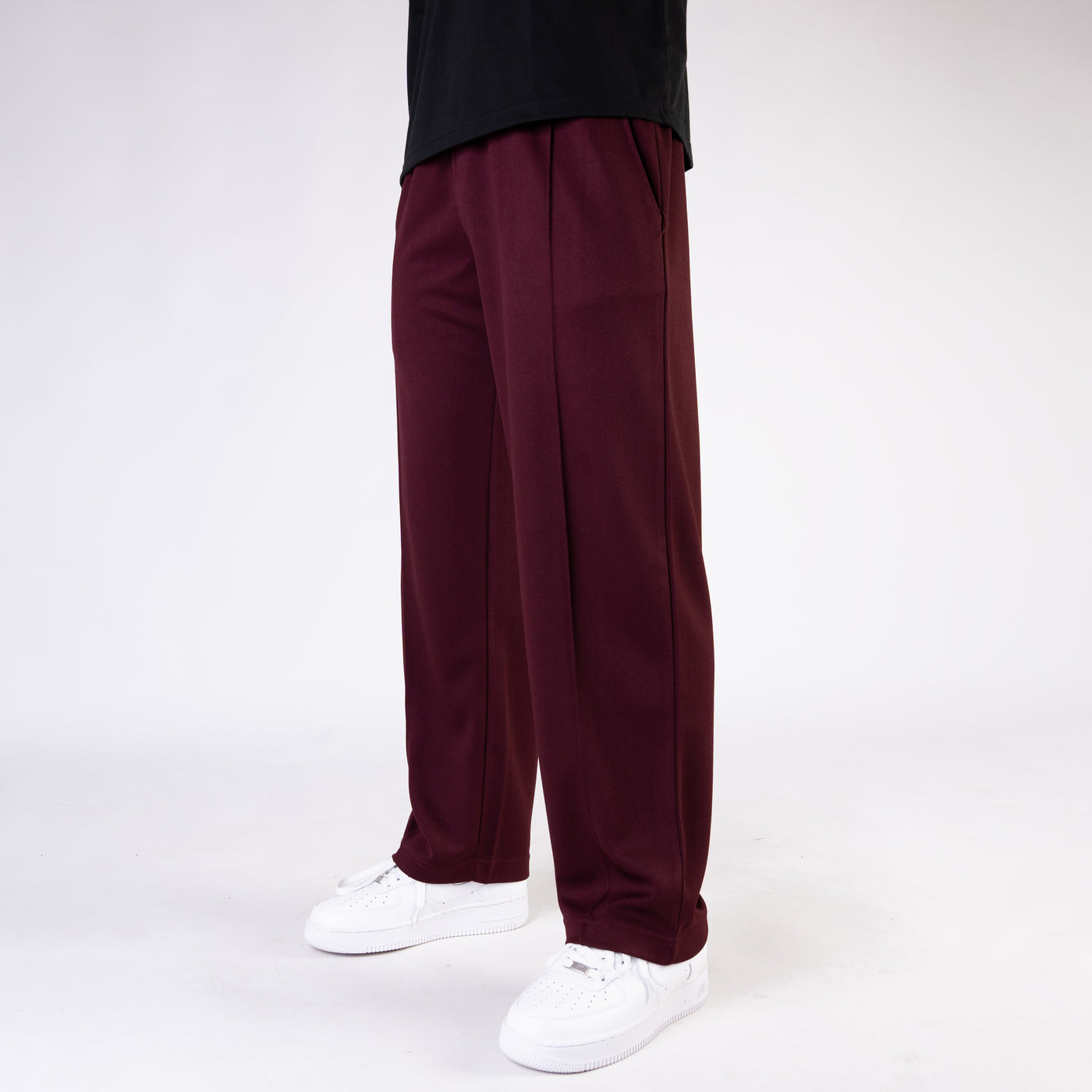 Maroon Wide Leg Trouser with Front Stitch