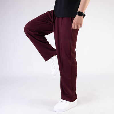 Maroon Wide Leg Trouser with Front Stitch