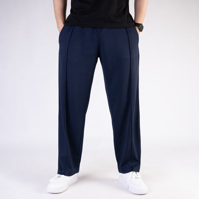 Navy Wide Leg Trouser with Front Stitch