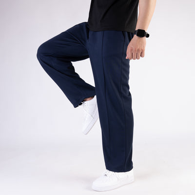 Navy Wide Leg Trouser with Front Stitch