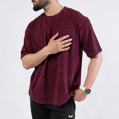 Acid Wash Maroon Oversize Tee