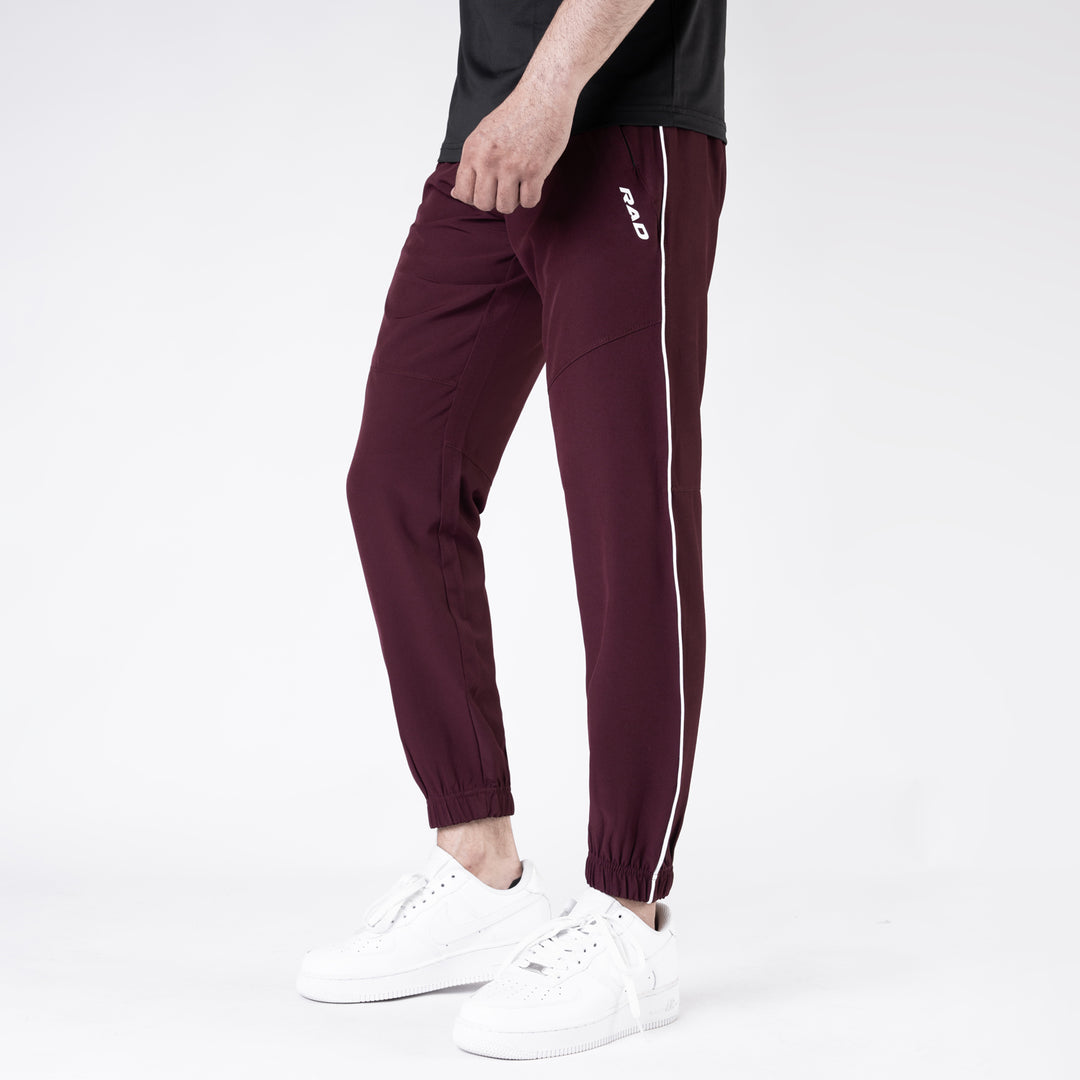 Maroon with White Piping Premium Micro Stretch Tech Pants