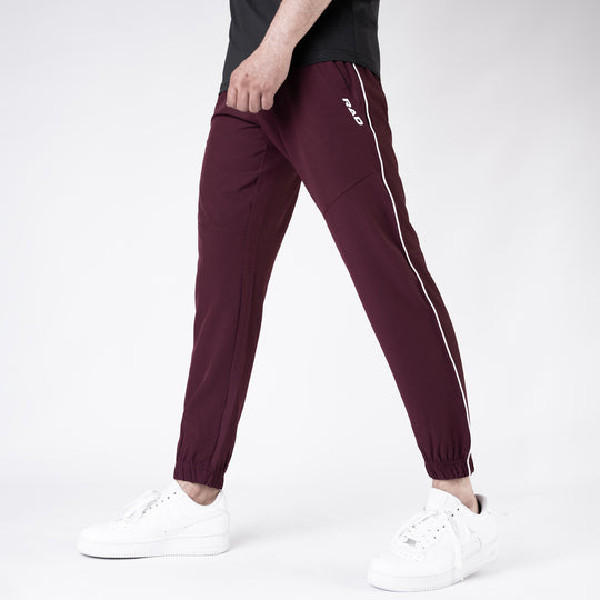 Maroon with White Piping Premium Micro Stretch Tech Pants