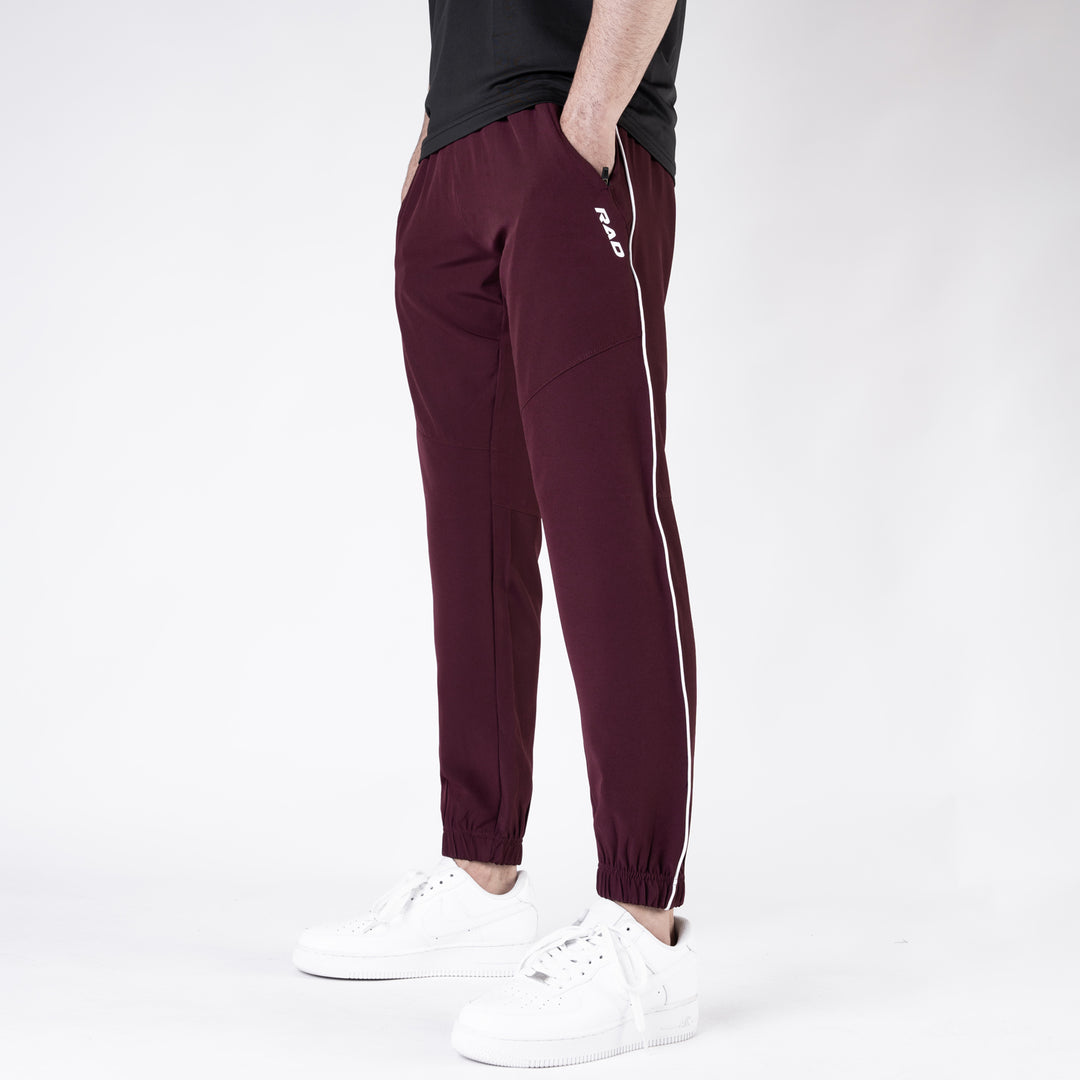 Maroon with White Piping Premium Micro Stretch Tech Pants
