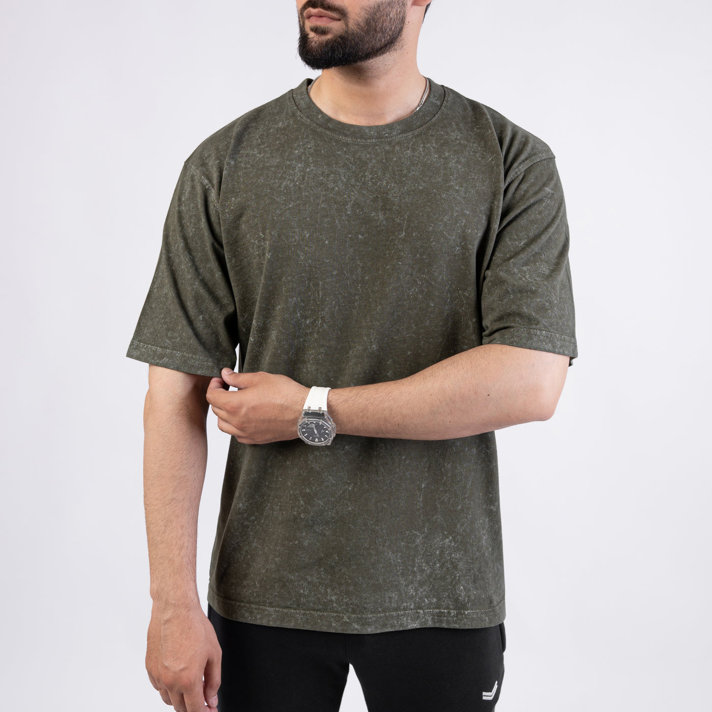 Acid Wash Olive Oversize Tee