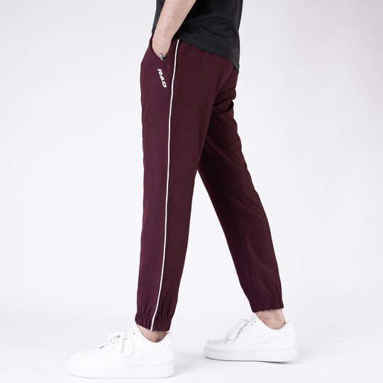 Maroon with White Piping Premium Micro Stretch Tech Pants
