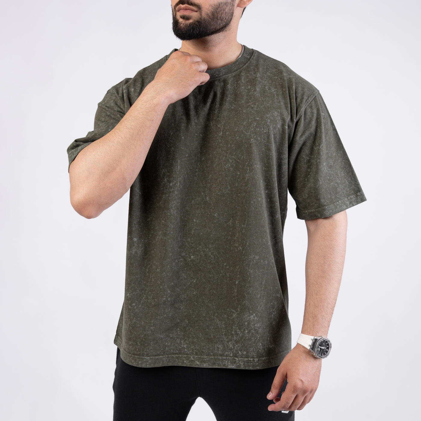 Acid Wash Olive Oversize Tee