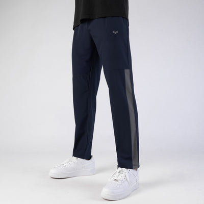 Navy Premium Micro Straight Fit Pants with Gray Panel