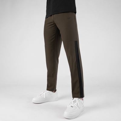 Olive Premium Micro Straight Fit Pants with Black Panel