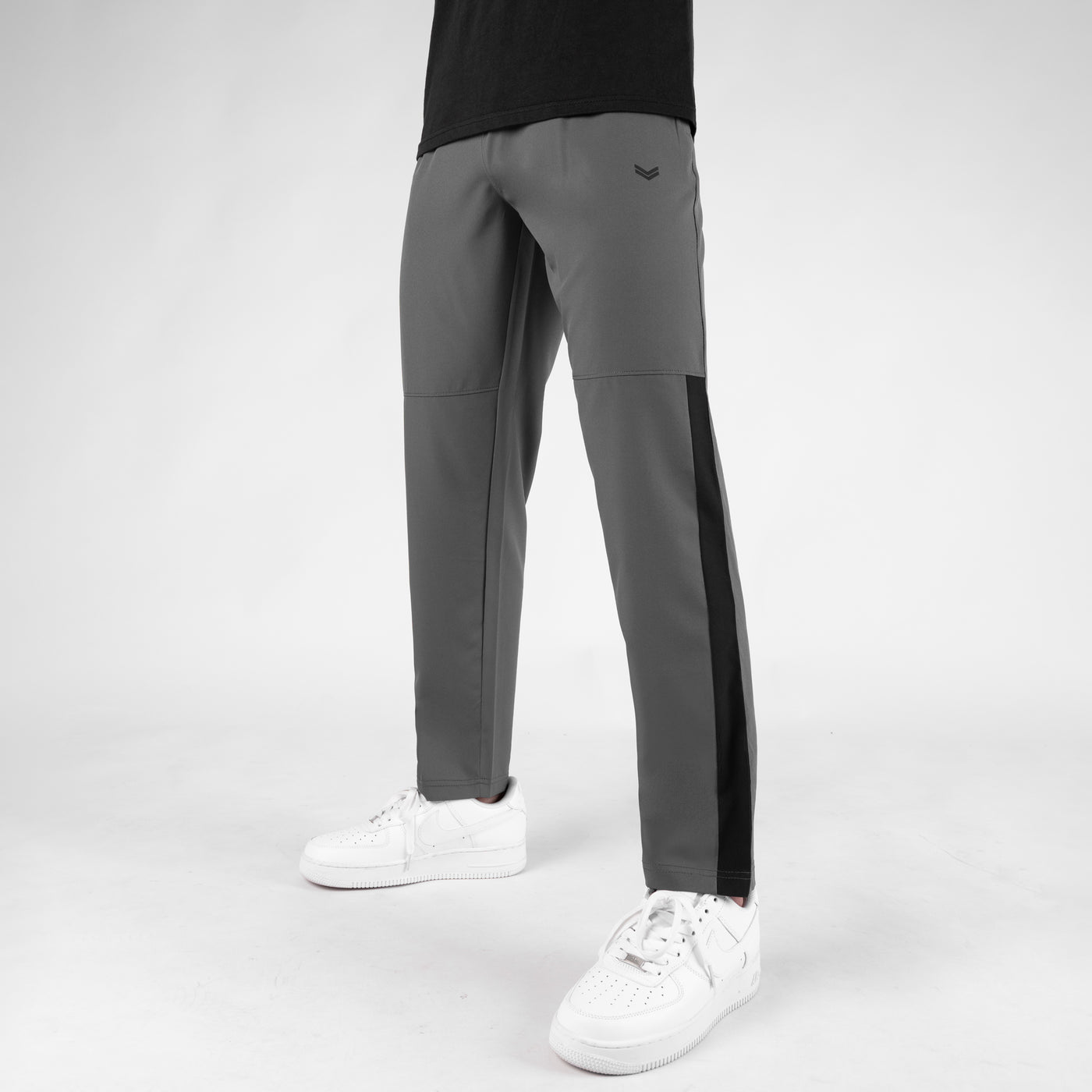 Gray Premium Micro Straight Fit Pants with Black Panel