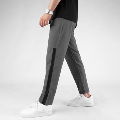 Gray Premium Micro Straight Fit Pants with Black Panel