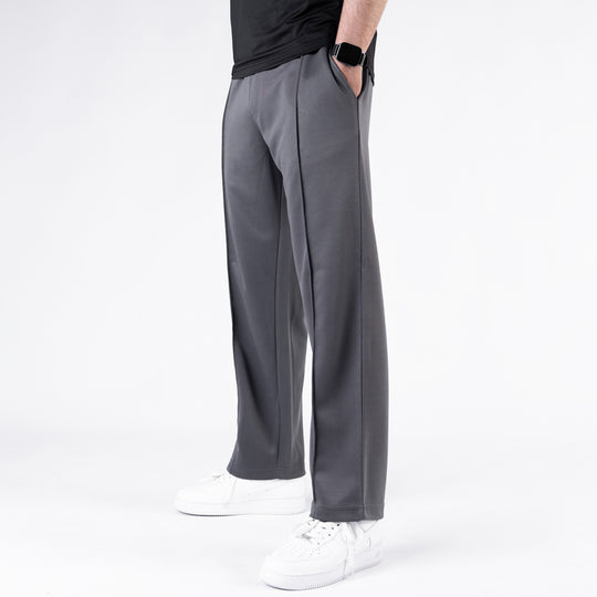 Gray Wide Leg Trouser with Front Stitch
