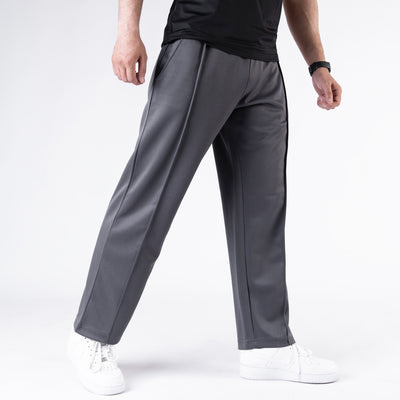 Gray Wide Leg Trouser with Front Stitch