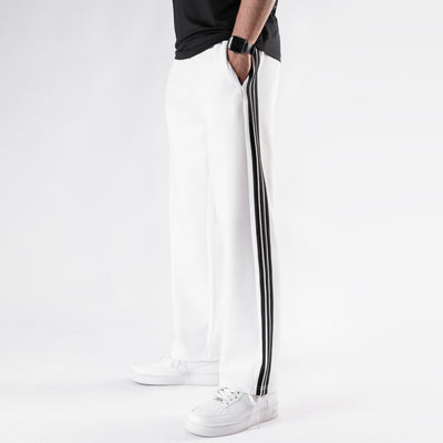 White Lycra Trouser with Three Black Stripes