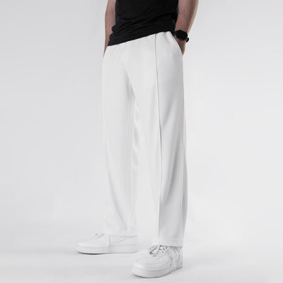 White Wide Leg Trouser with Front Stitch