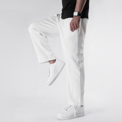 White Wide Leg Trouser with Front Stitch