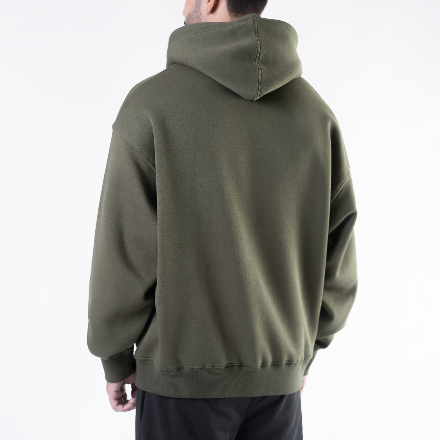 Olive Fleece Boxy Fit "Nevermind" Print Hoodie