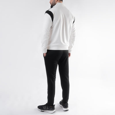 White & Black Mock Neck Tracksuit with Top Panels