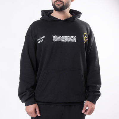 Black Boxy Fit "Reality" Print Hoodie