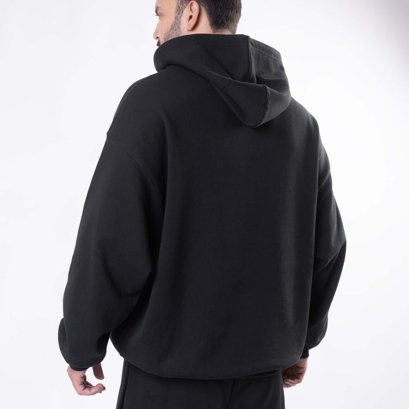 Black Boxy Fit "Reality" Print Hoodie