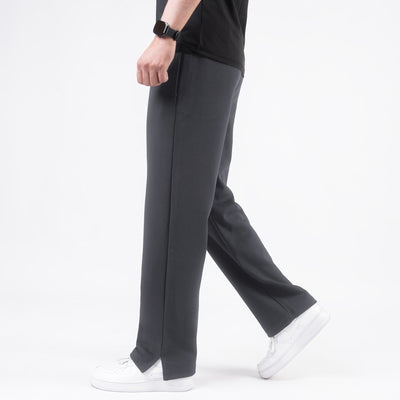 Smoke Gray Wide-Leg Trouser with Slit