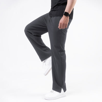 Smoke Gray Wide-Leg Trouser with Slit