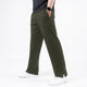 Plain Olive Wide-Leg Trouser with Slit