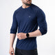 Premium Navy Lycra Full Sleeves T-Shirt with 4-Way Stretch